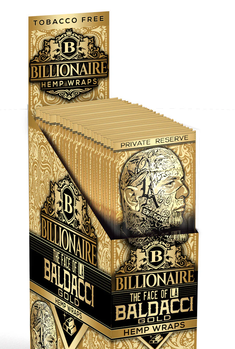 BILLIONAIRE PREMIUM HEMP WRAPS DISPLAY OF 25 (2 PACK)